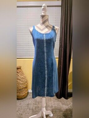 Raya Sun Blue Jean Lace-Panel Sun Dress